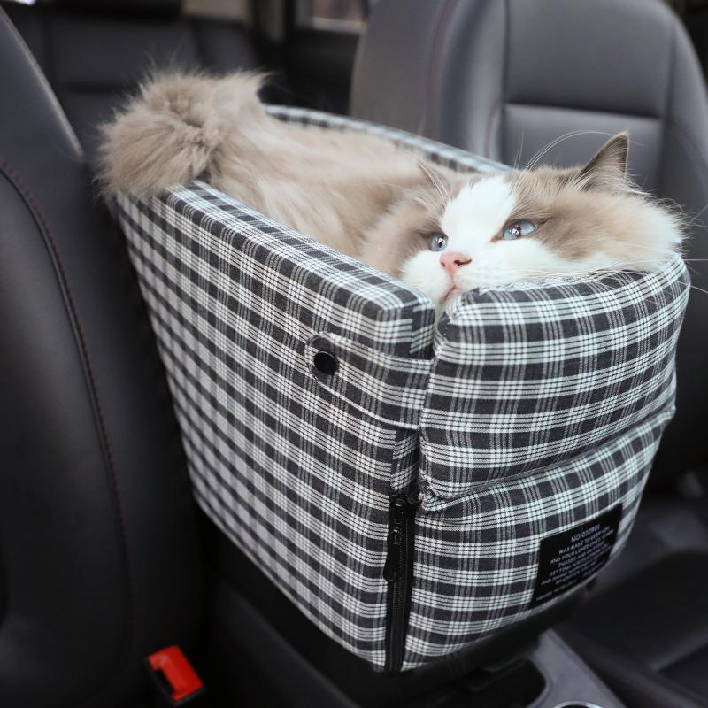 Pet car armrest box kennel with flip top cover