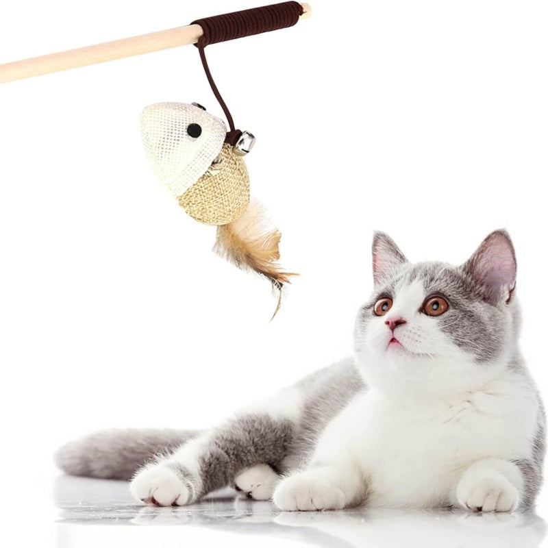 Feather wand cat toy feather detail