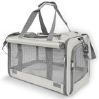 Pet carrier shown in pink color option
