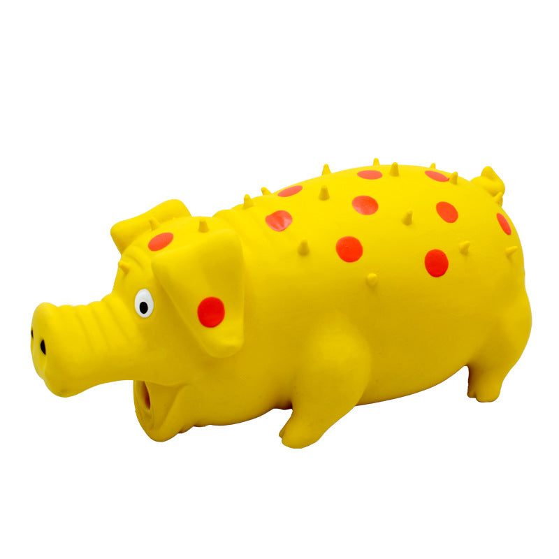 Pig-shaped squeaky latex dog chew toy