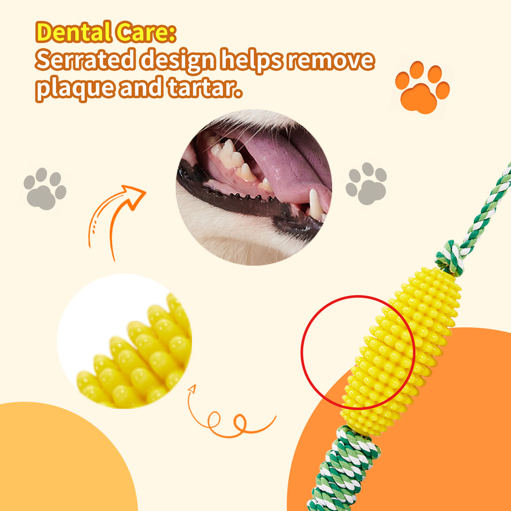 Puppy corn toothbrush chew toy in lake blue