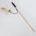 Feather wand cat toy close-up view