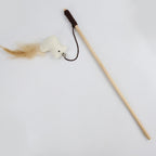Feather wand cat toy angled view