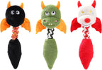 Plush squeaky dog toy in green color