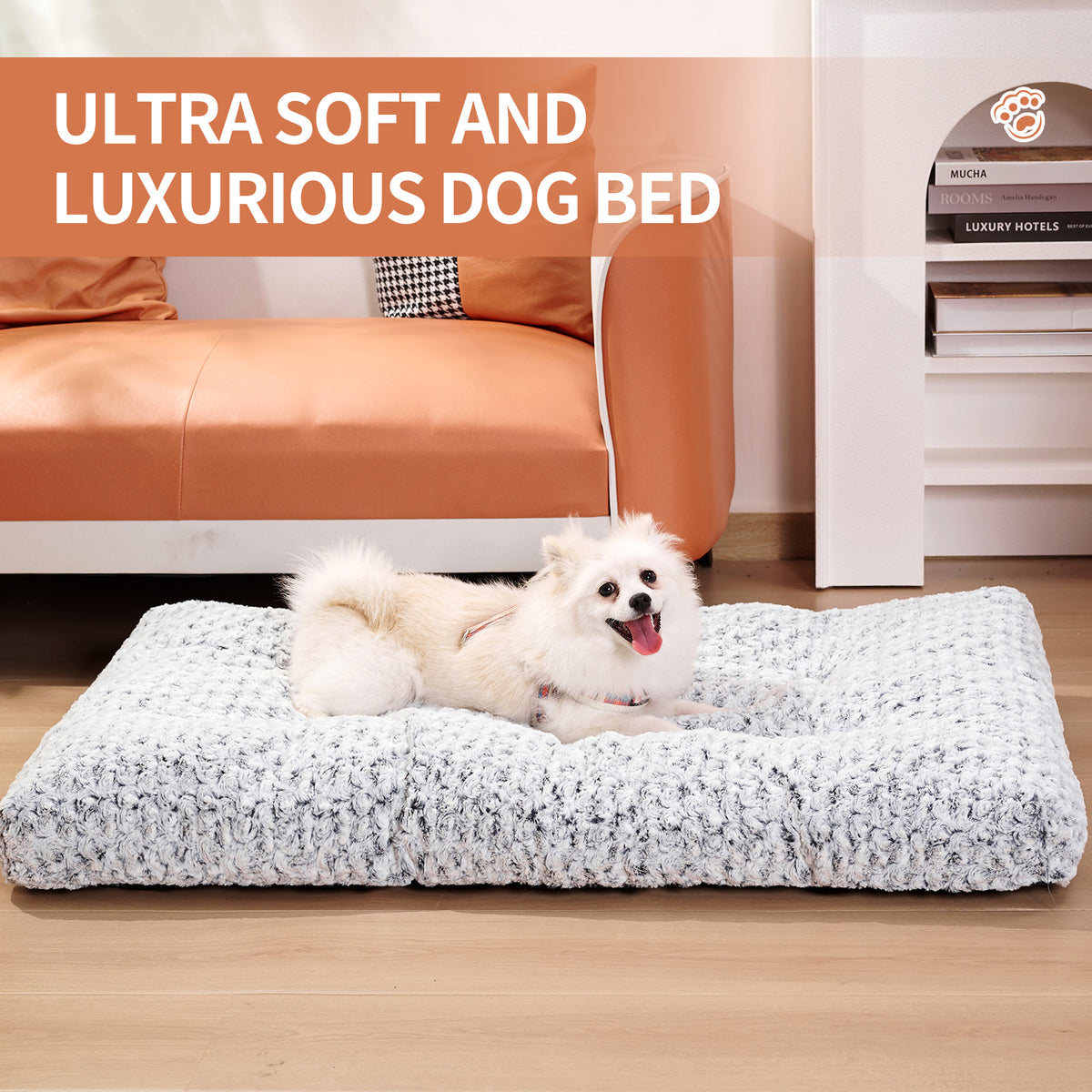 Grey rose velvet pet bed