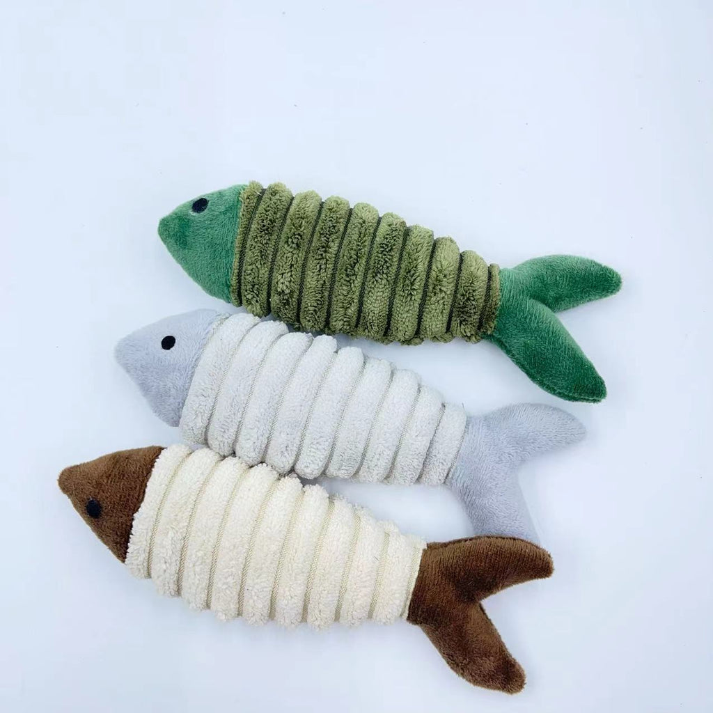 Plush catnip fish cat toy, green color