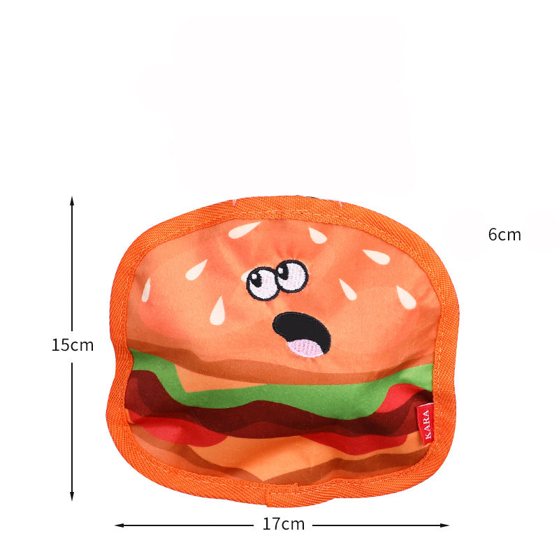 Crinkle squeaky dog toy, food-shaped design