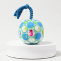Squeaky plush ball dog toy with knotted rope