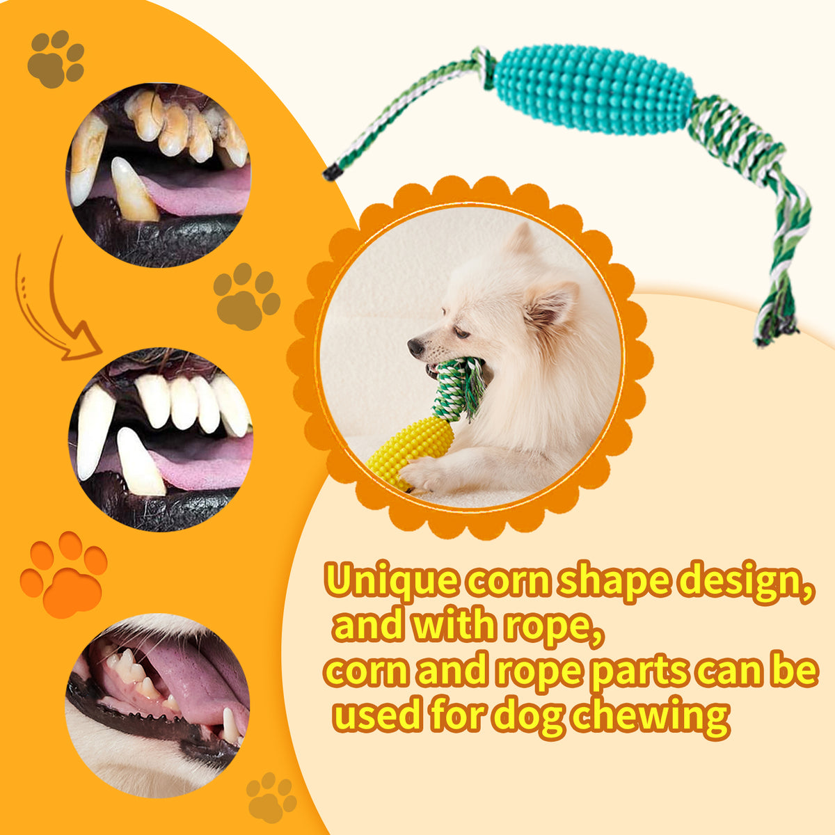 Puppy corn toothbrush chew toy in green