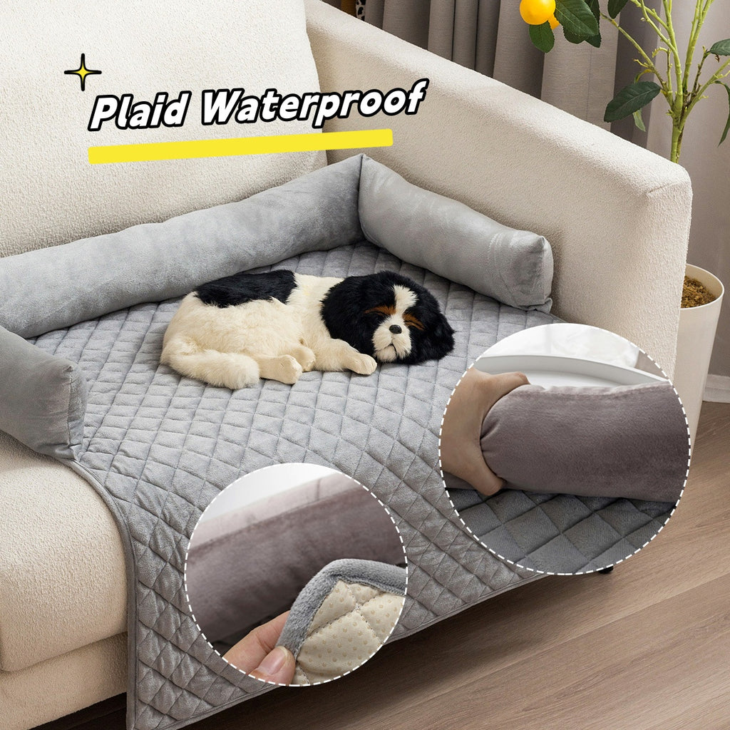 Dog sofa bed shown on furniture