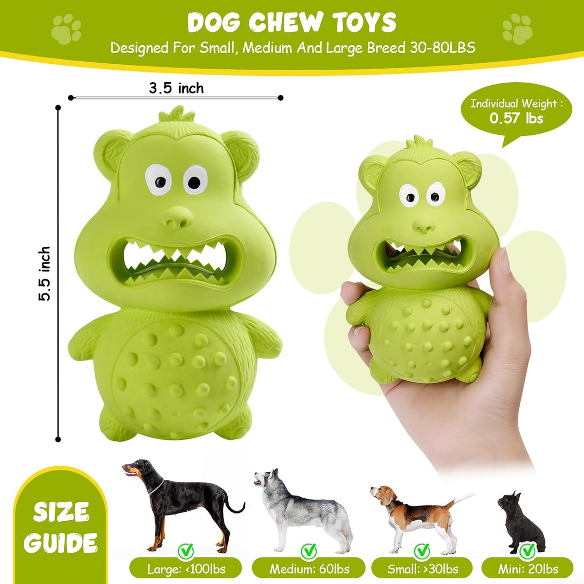 Dog chew toy size comparison
