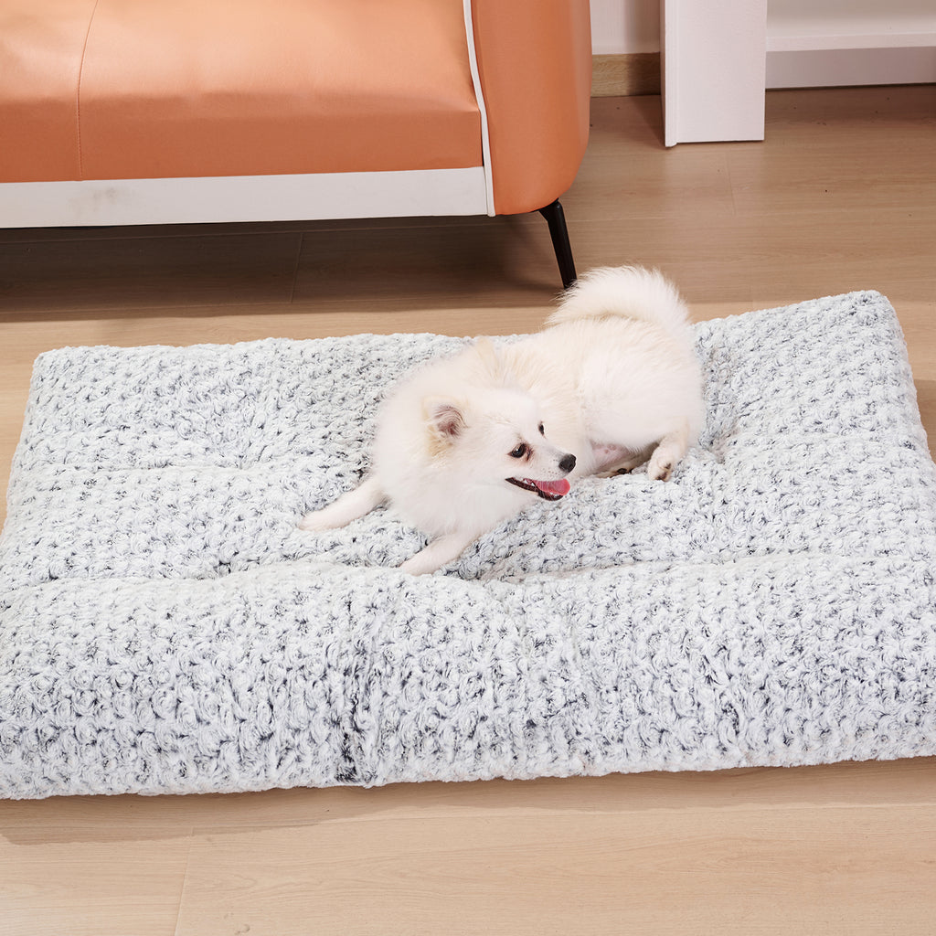 Rose velvet dog bed in grey