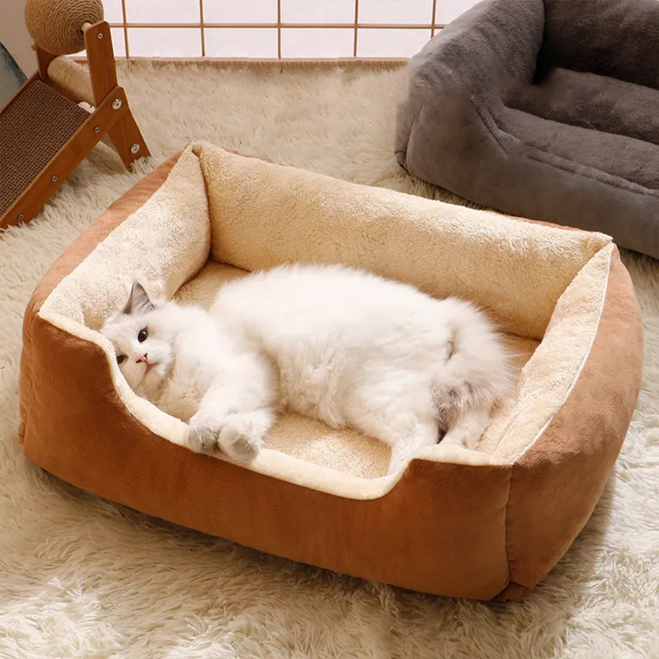 Plush pet bed shown in an available color