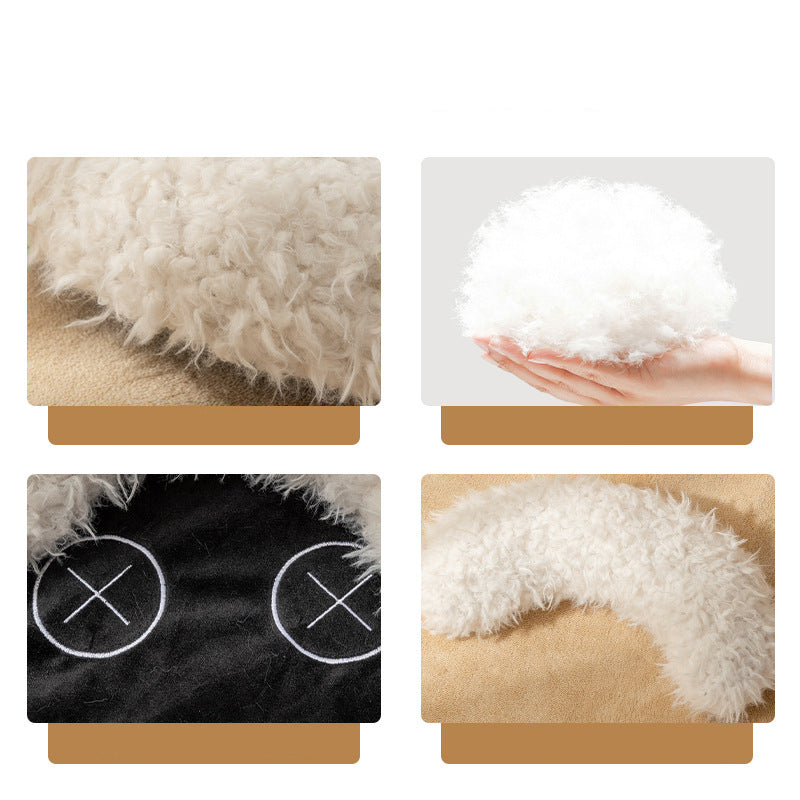 Round winter warm lamb cat bed, additional view