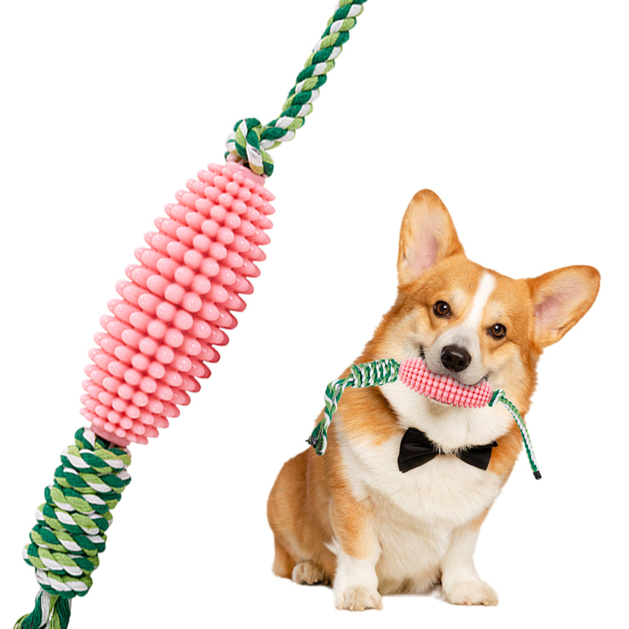 Corn-shaped puppy chew toy with zigzag molar design