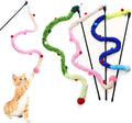 Plush strip cat wand toy with bell