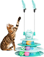 Cat playing with interactive carousel toy